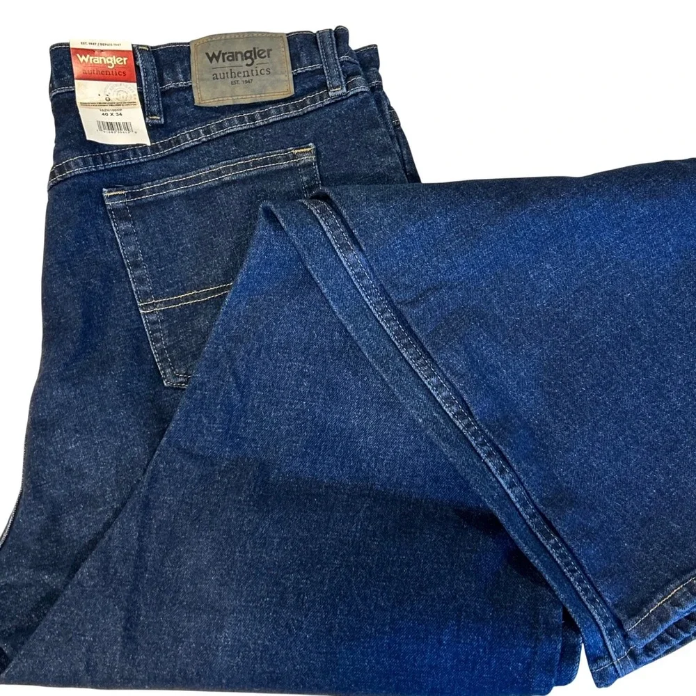 Wrangler Authentics‎ Mens 40x34 Dark Wash Straight Fit Denim Jeans NWT